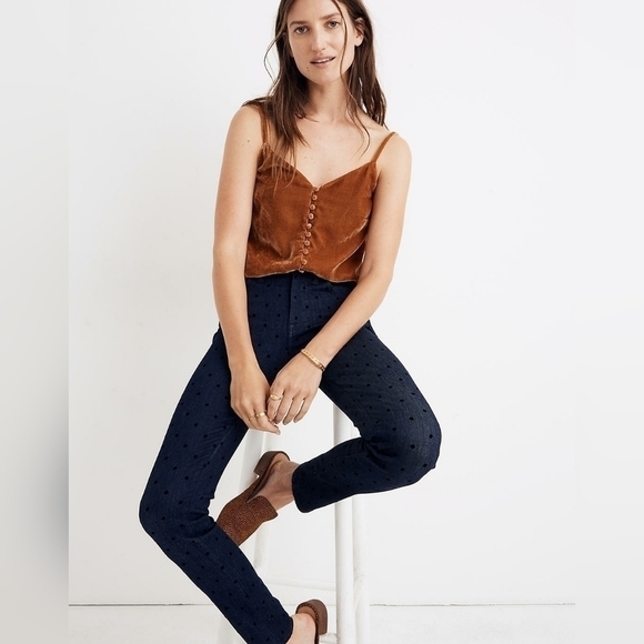 Madewell 9" Mid-Rise Skinny Jeans: Flocked Dots Edition - Picture 2 of 15